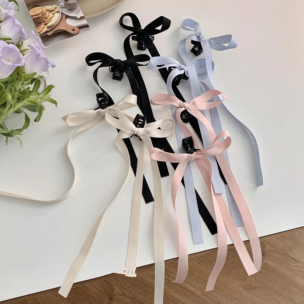 Tassel Bow Claw Bow Hair Clips Hairpins Ribbon Long Hair Girl Women  Long Tail Fashion Head Accessories Заколка Для Волос Toka