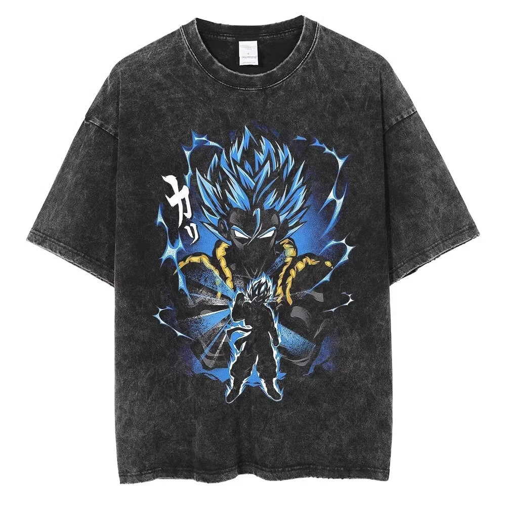 

Dragon Ball Goku_Vegeta Saiyan Anime Printed Washed T-shirt Cotton Summer New Unisex Loose Short Sleeved Harajuku Y2K Top