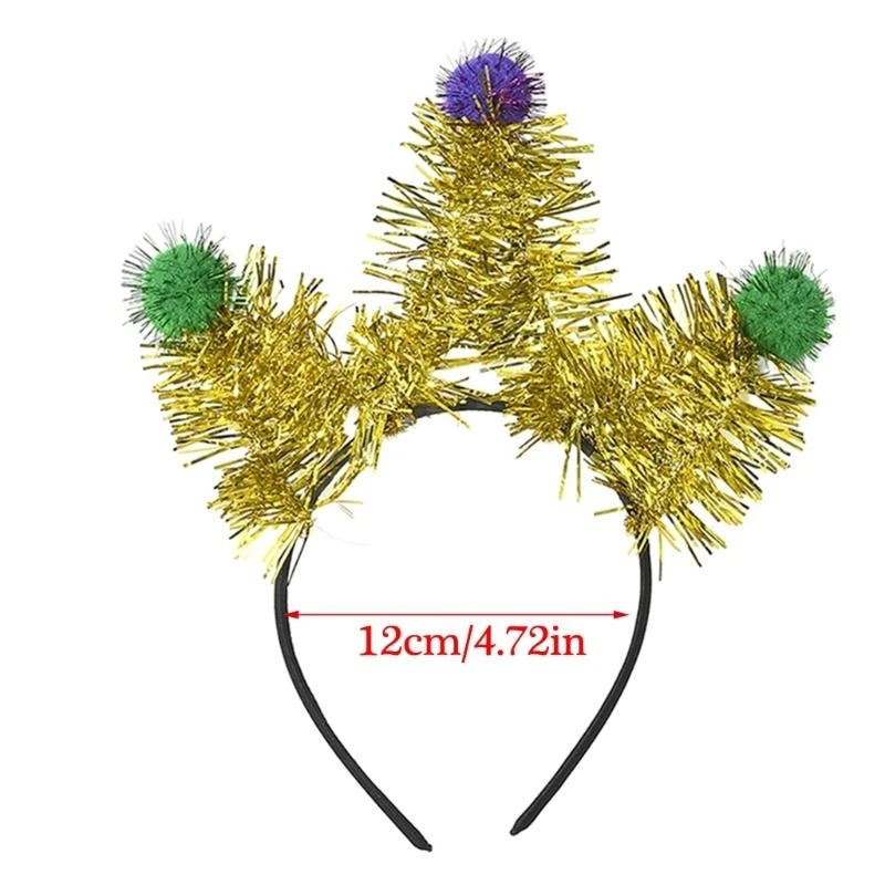 DXAA Shimmering Carnivals Party Accessories Pompoms Headband for Mardi Gras Festival Theme Party Props Hairband Holiday Props