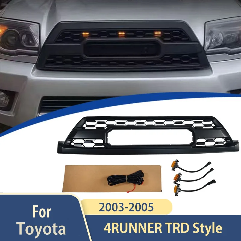 

For Toyota 2003 2004 2005 4RUNNER TRD Style Racing Grill Gridiron Grille Led Lights Guard Protector Cover Decoration Auto Parts