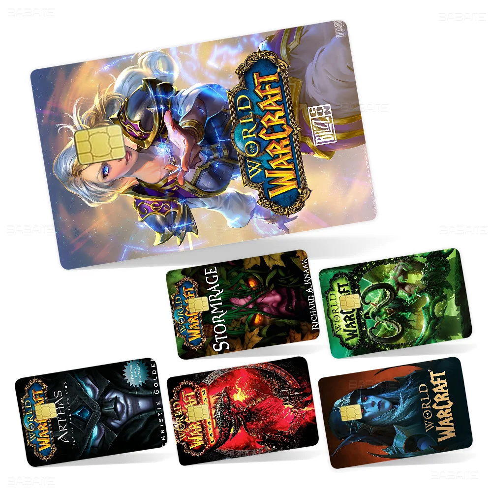 

W-World Of W-Warcraft Anime Front Cover Film Sticker Skin For Credit Debit Card Small Large Chip