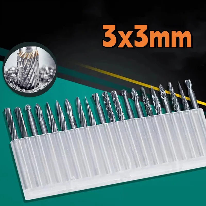 

Tungsten Carbide Rotary Burrs 3x3mm Rotary File Rasp Die Grinder Milling Bit Engraving Bits Metal Wood Carving Polishing Tool