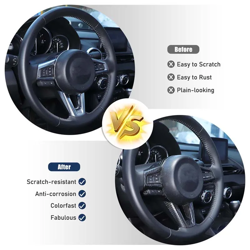 

For Mazda MX-5 ND 2016-2025 For Fiat 124 Abarth124 carbon fiber Car Steering Wheel Button Decorative Frame Sticker Accessories