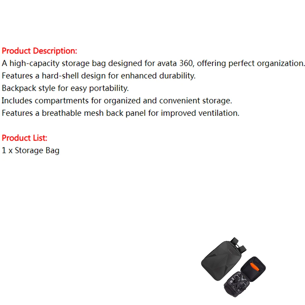

Travel Backpack for DJI Avata 360, Large Capacity Storage Bag Protective Carrying Case for Avata 360 Drone and Other Accessories