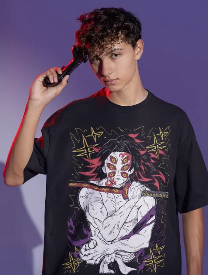 Kokushibo T-Shirt Demon Slayer Kimetsu No Yaiba Anime Manga Black Shirt All Size