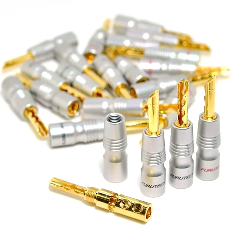 4pcs Furutech Banana Plug Copper Gold Plated / Rhodium Plating HiFi Audio Amplifier Speaker Plug Sawtooth Banana Plug Connector