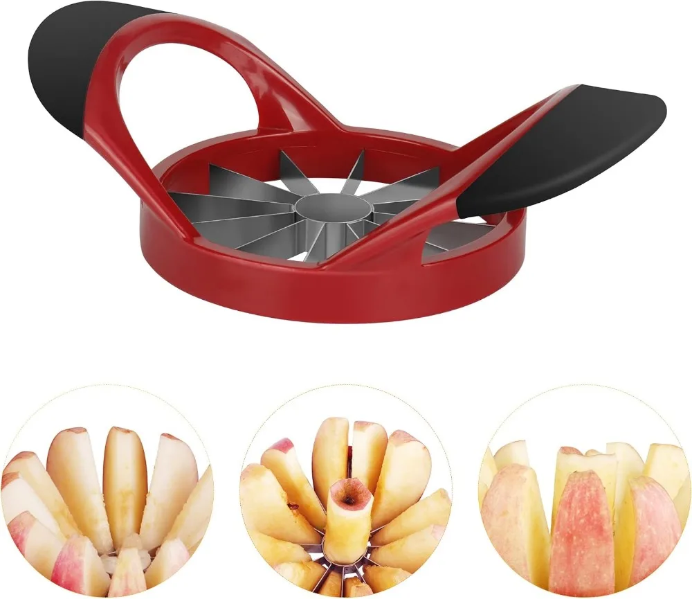 4.72 Inch Apple Slicer and Corer, Stainless Steel with 12 Blades, Anti-Slip Handle, Dishwasher Safe
