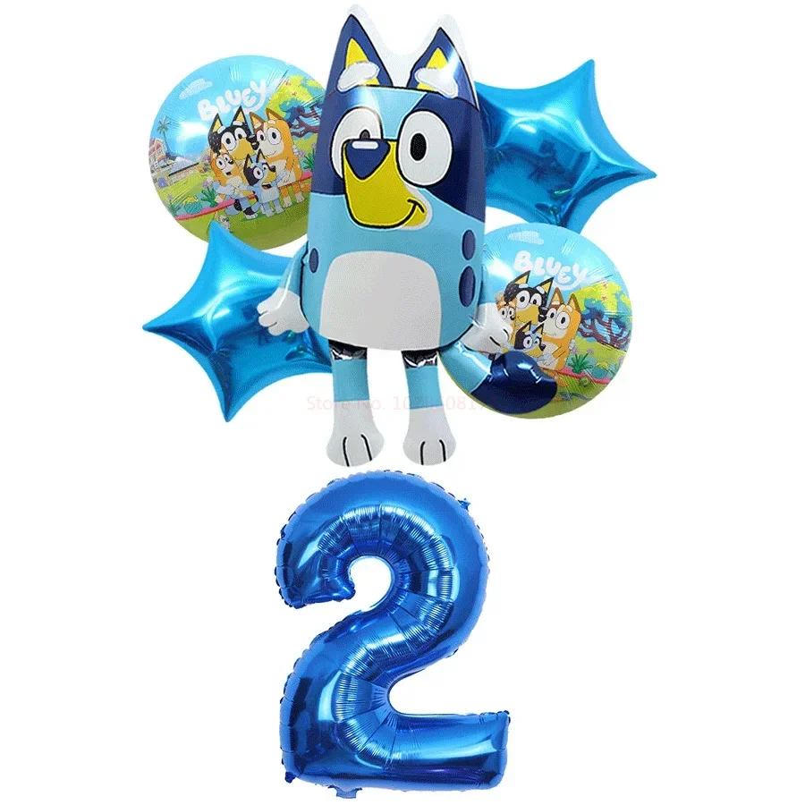 Globo de película de aluminio Bluey de dibujos animados, juguete de juego, cumpleaños, Festival, creación de atmósfera, nuevo, 2024