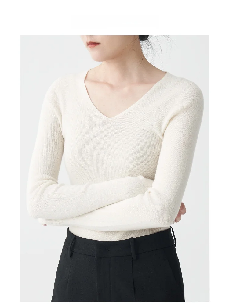 

Женский мягкий шерстяной трикотажный жилет VDH STUDIO с V-образным вырезом, весенний, для повседневной носки, базовый, стандартный крой, с длинным рукавом, топ с круглым вырезом