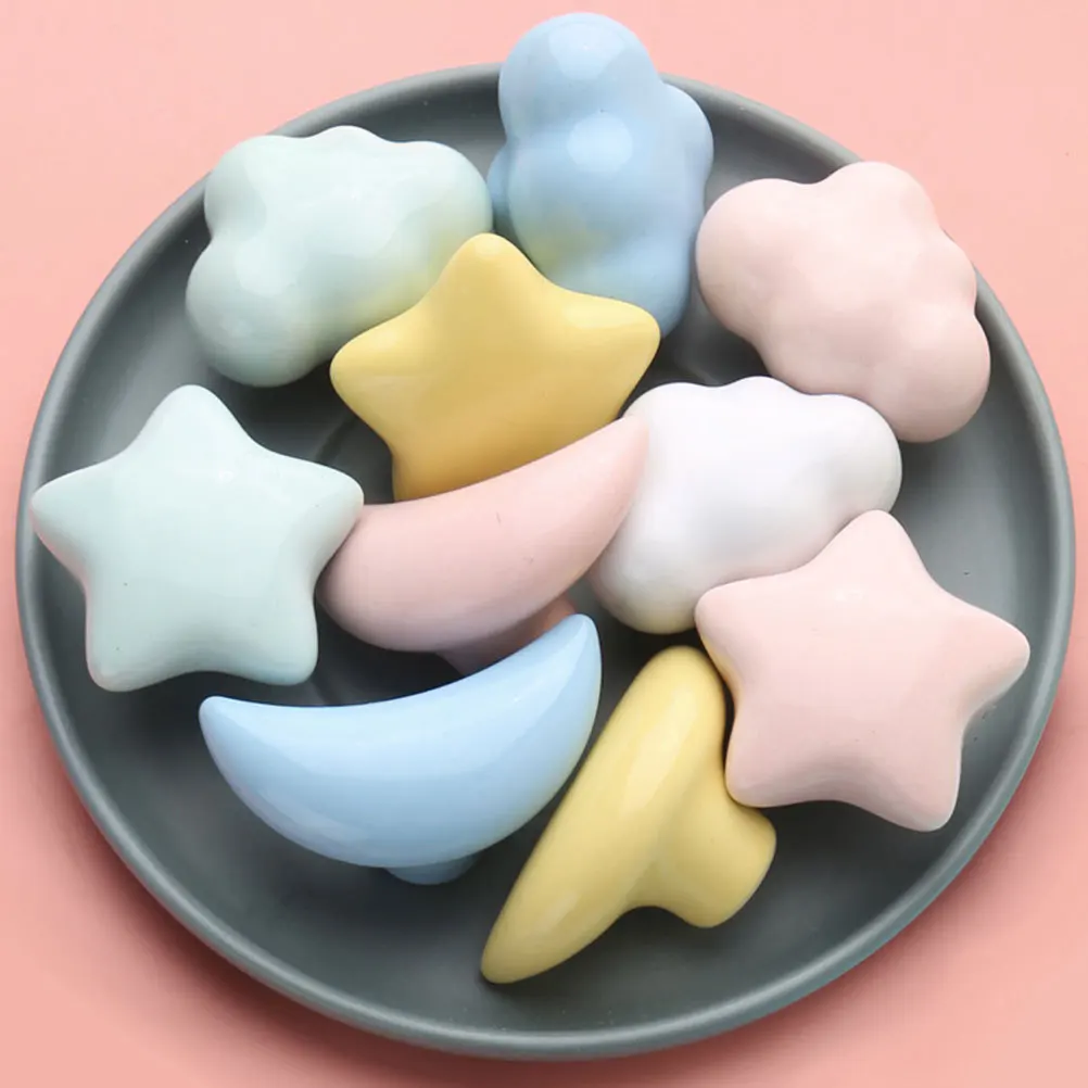 

2Pcs Ceramic Handle Knob Set Stylish Texture Pull for Drawer Cabinet Chest of Drawers Bin Wardrobe Furniture Hardware Moon Pink