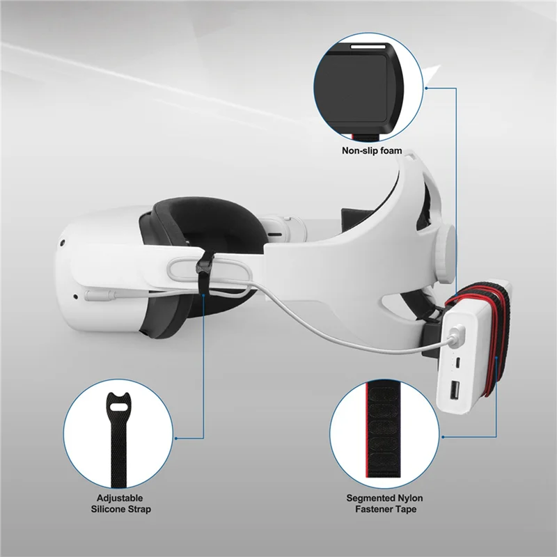 B63B-2X VR Power Bank Bevestigingsbeugel Batterijriem voor Oculus Quest 2 Verstelbare hoofdband Batterij Vaste houder