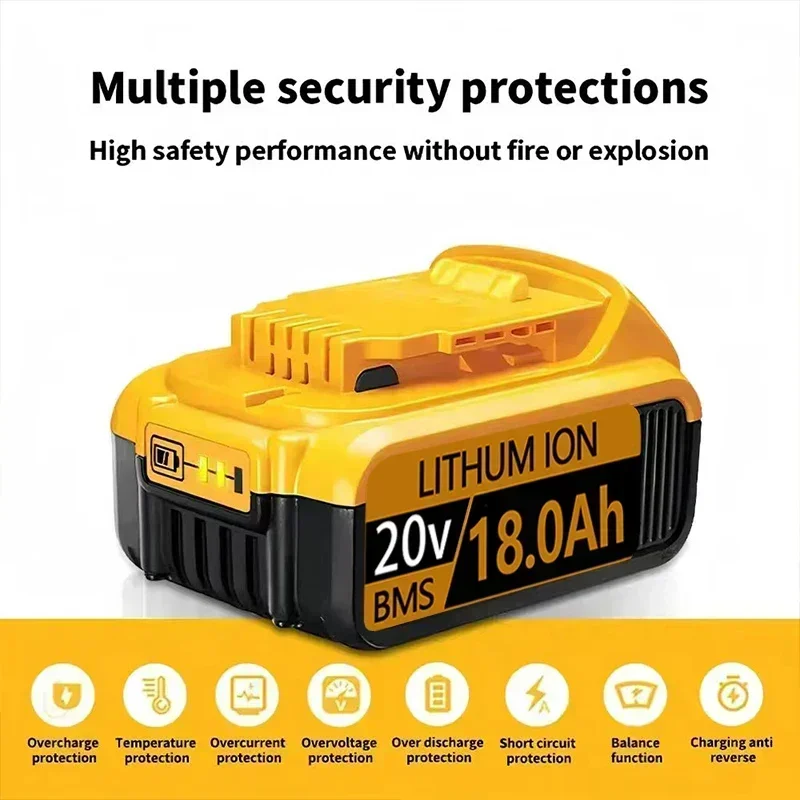 لبطارية ليثيوم أيون DEWALT 20V MAX 2-Pack وشاحن، 18.0 أمبير، مجموعة أدوات تشغيل البطارية (DCB205-2c) #3