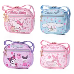 Urocza kreskówka Hello Kitty dziecięca torba Crossbody Kawaii Kuromi moja melodia torba Mini na ramię dziecięca portmonetka PU skórzana torebka