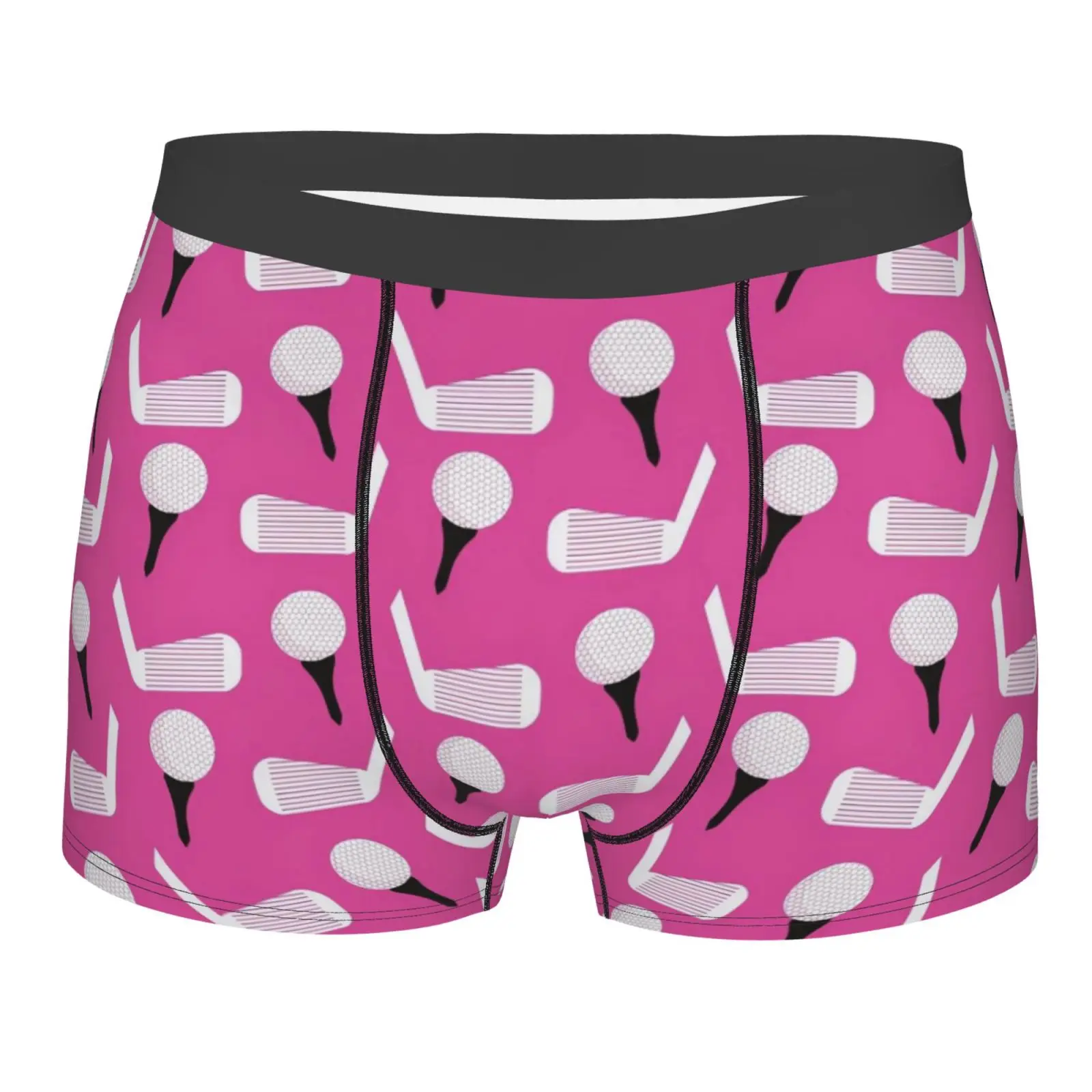 Cartoon Pink Golf Pattern Men Underwear Boxers Men's Novelty Underpant Breathable Printed Male Underpants Man Boxer Briefs