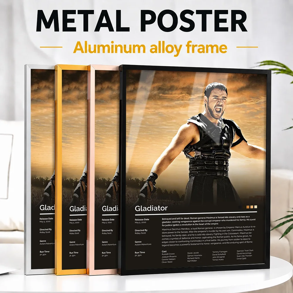 Gladiator Movie Framed Metal Poster Personalized Screen Tribute Wall Art Designed For Entertainment Lounge And Collector Gift