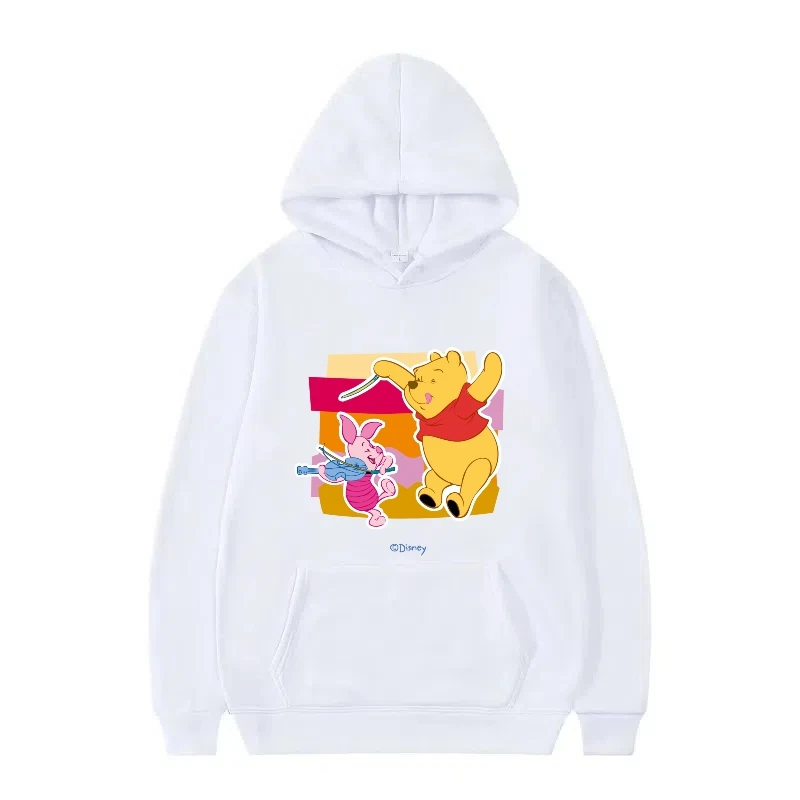 سويت شيرت ديزني ويني ذا بوه بنمط لطيف للغاية برباط عصري للرجال والنساء فضفاض مع جيوب