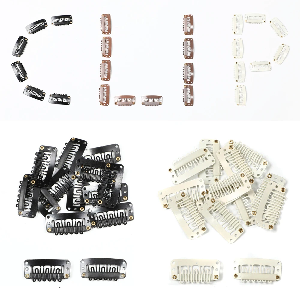 

50 шт. U2.3-3.2 см зажимы для парика для наращивания человеческих волос/плетение наращивания средние профессиональные аксессуары для салонов черный коричневый блондин