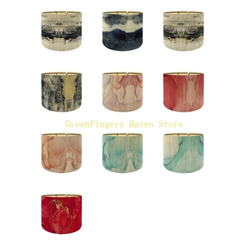 

F68D Heavy Duty Bamboo Lamp Shade Marble Print Rust Resistant Multifunctional Use Suitable for Residential Commercial Spaces
