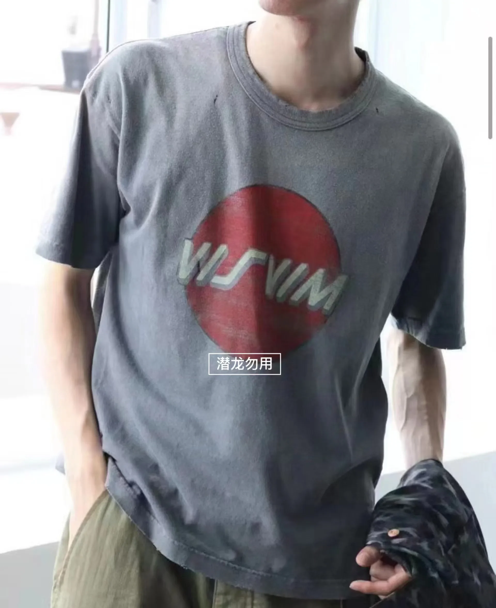 [التجزئة والجملة] VISVIM WMV 22AW JUMBO TEE S/S CRASH VV Vandalism قديم تي شيرتات قصيرة الاكمام 120