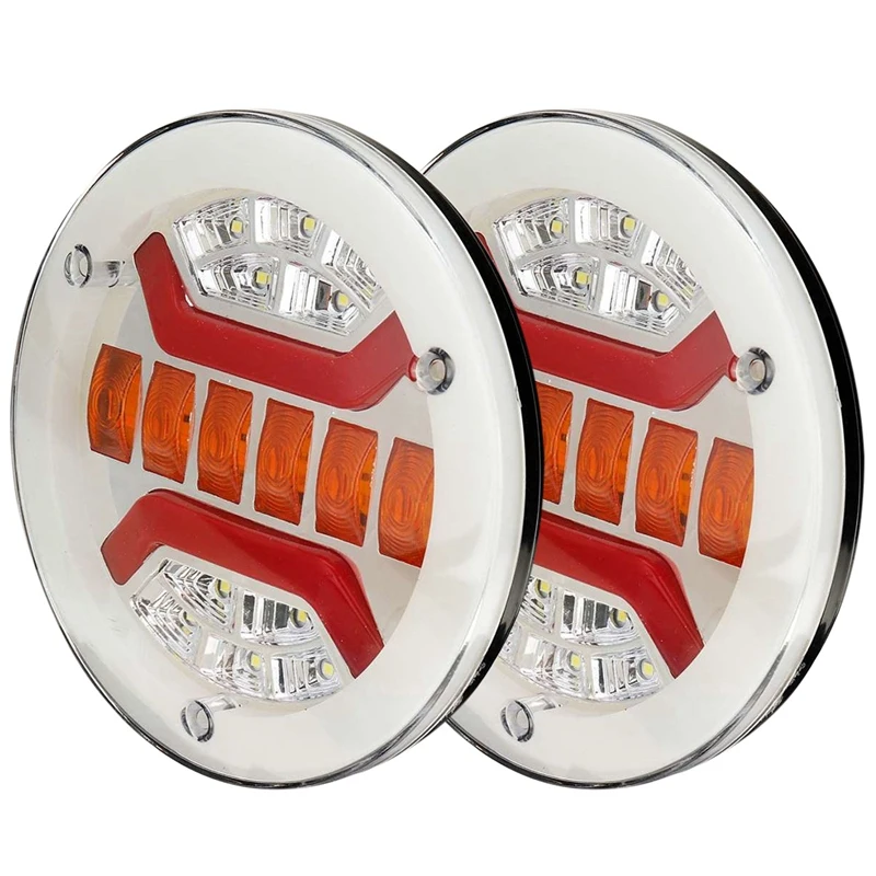 2Pcs 43 LED Truck Rear Tail Light Taillights For Trailer Lorry Caravan Camper Brake Stop Lamp DRL Turn Signal Indicator