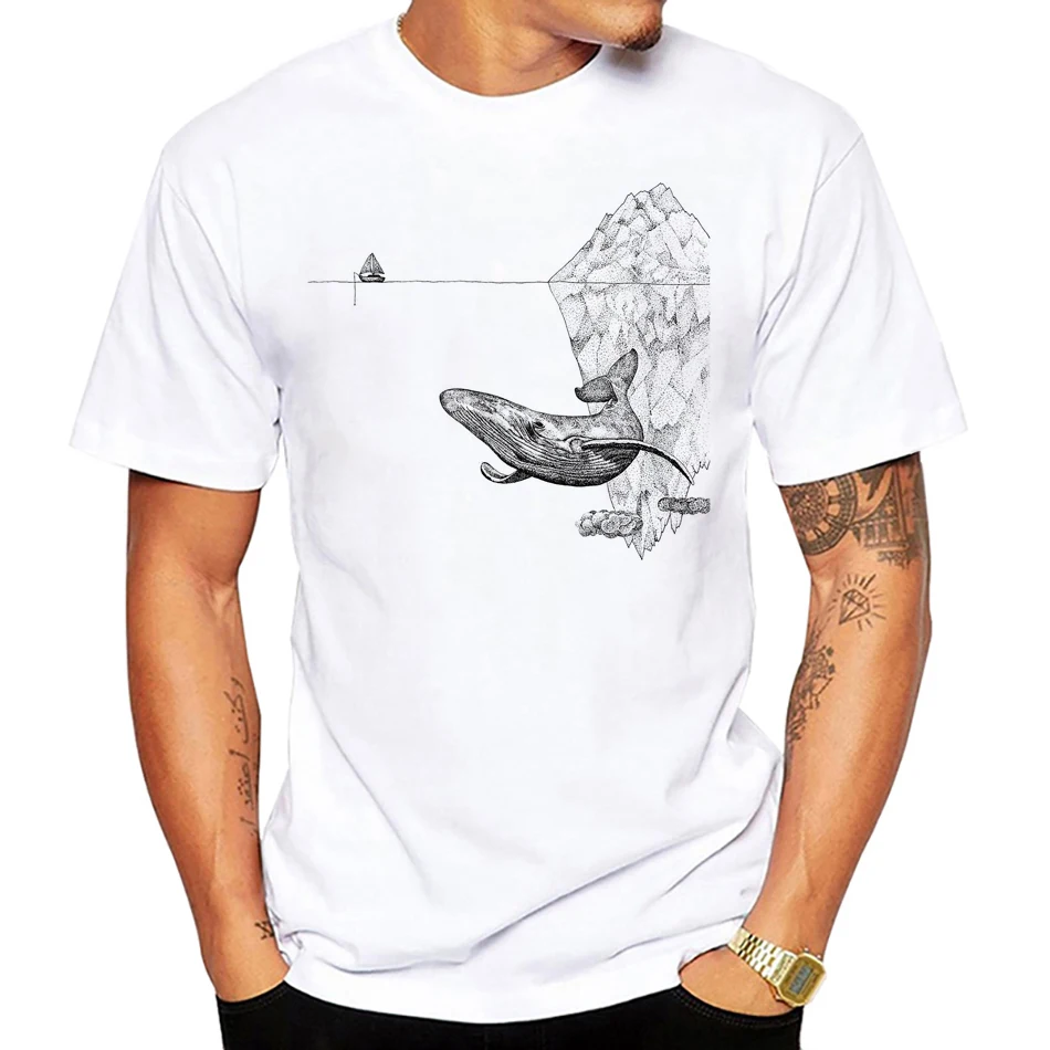 تي شيرت رجالي كلاسيكي على شكل الحوت فيض تي شيرت طراز عتيق تي شيرت رجالي شهير غير رسمي تي شيرت المدرسة القديمة بأكمام قصيرة