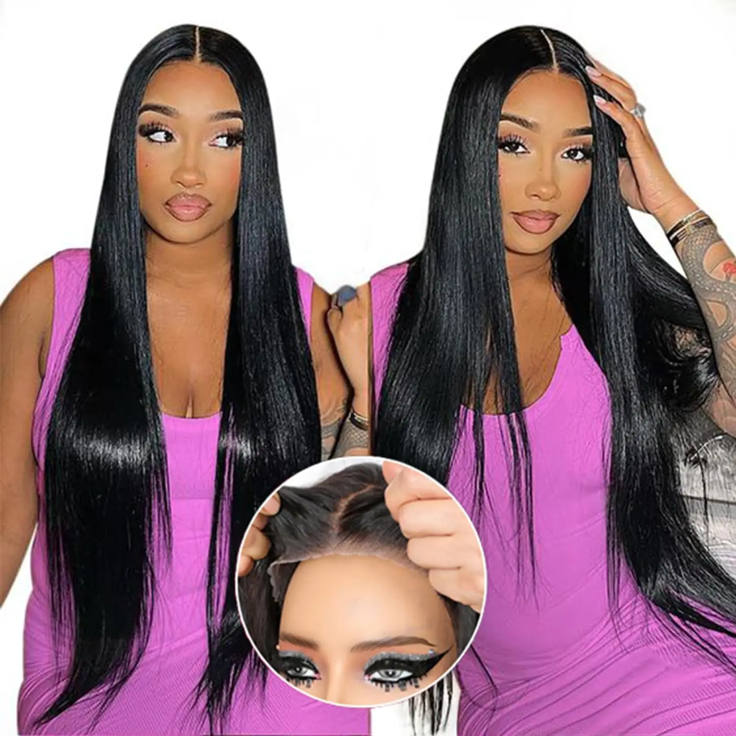 6X4 5X5 Glueless Wig Human Hair Ready to Wear Wigs for Women Bone Straight Lace Frontal Wig PreCut PrePlucked Ready to Go Wig