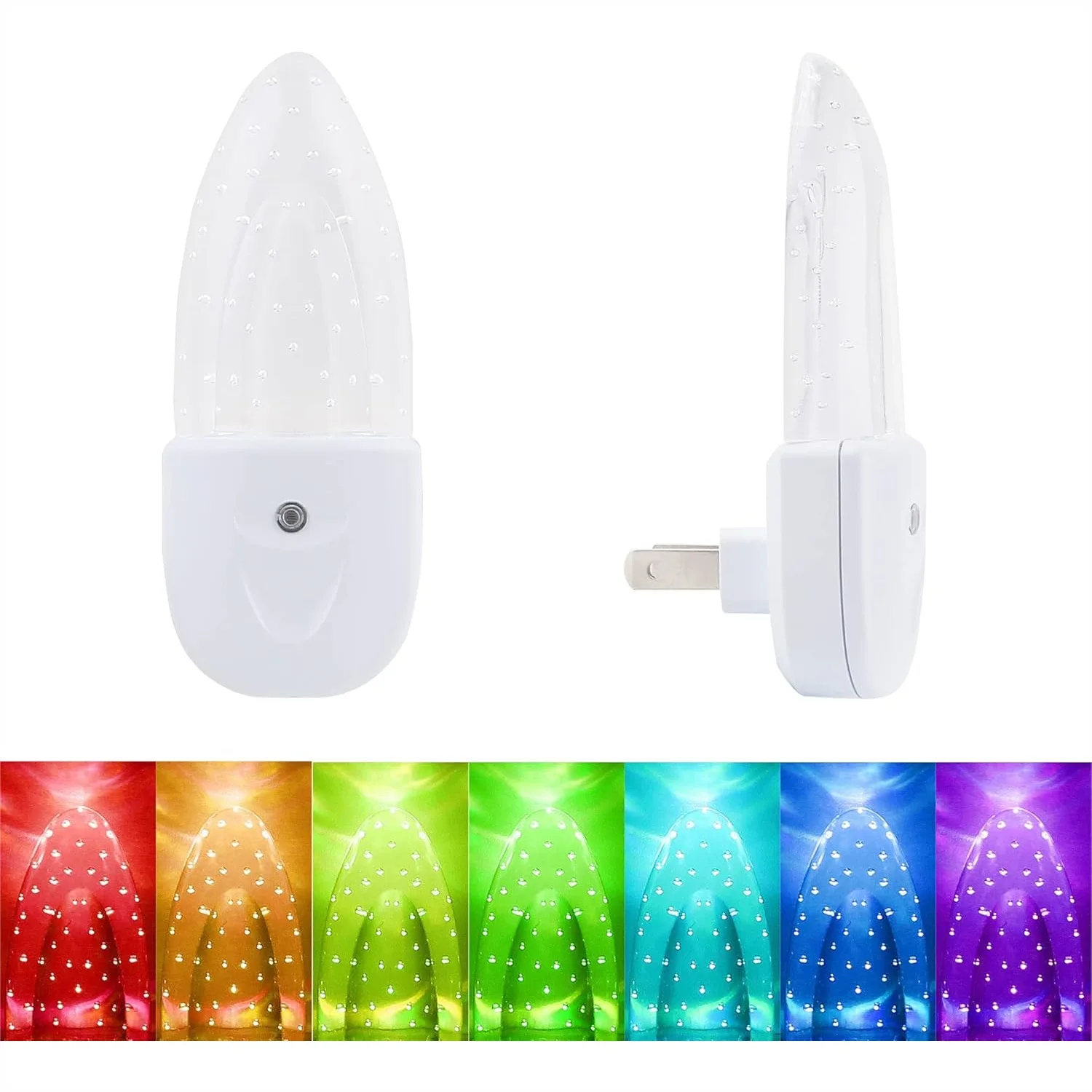 

Multicolor LED Night Light 4 Pack with Bubble Pattern, Dusk to Dawn Sensor, Plug in Night Light for Bedroom Kids Room Bathroom