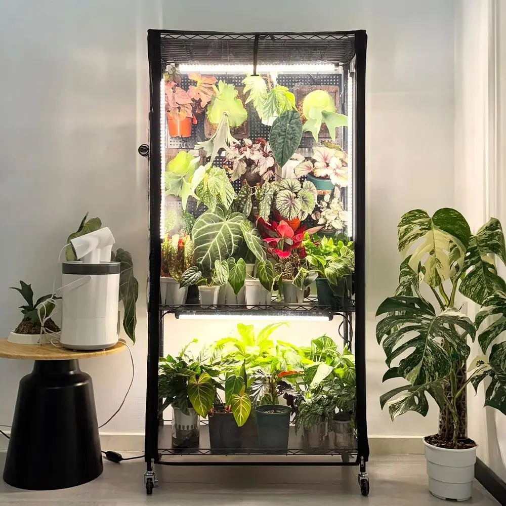 

Compact Indoor Greenhouse with Pegboard and 4-Light 96W Full Spectrum System, Ideal for Plant Growth, 29.5x13.8x59