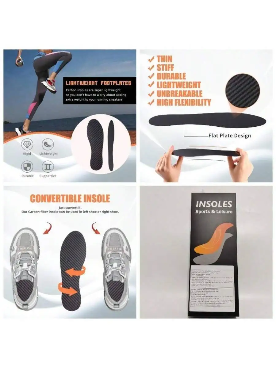 Carbon Fiber Insole For Men And Women Lightweight Supportive Shoe Insert image 2