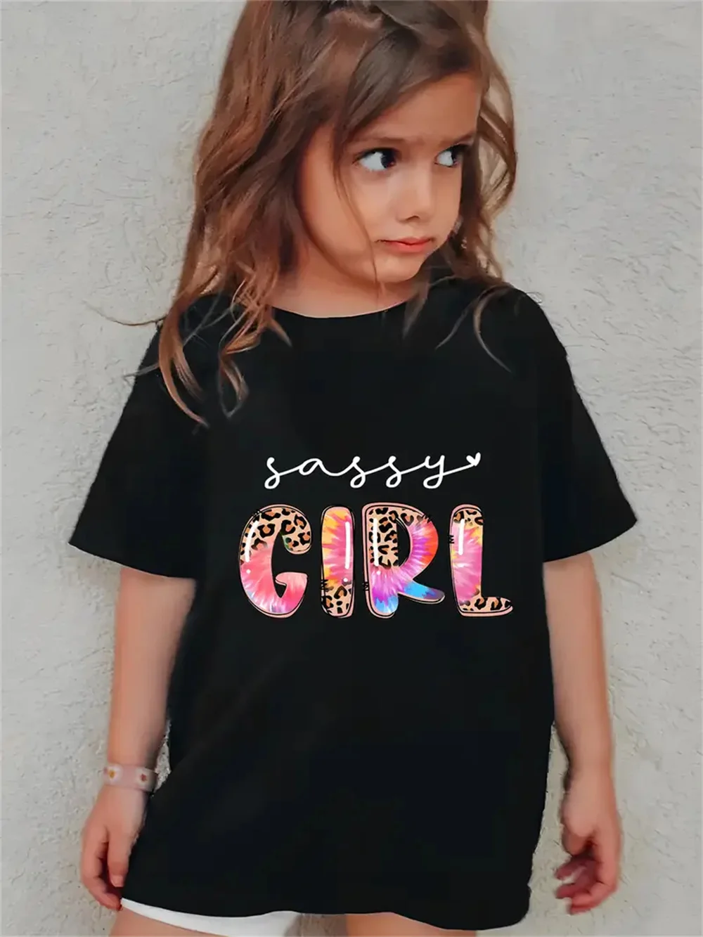 Camiseta infantil de manga curta estampada em 3D, tops casuais das meninas, roupas infantis, moda verão