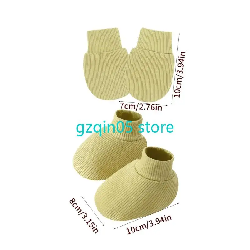 مجموعة هدايا H055 Preemie محايدة لحماية يد الطفل وقفازات وجوارب وغطاء للقدم