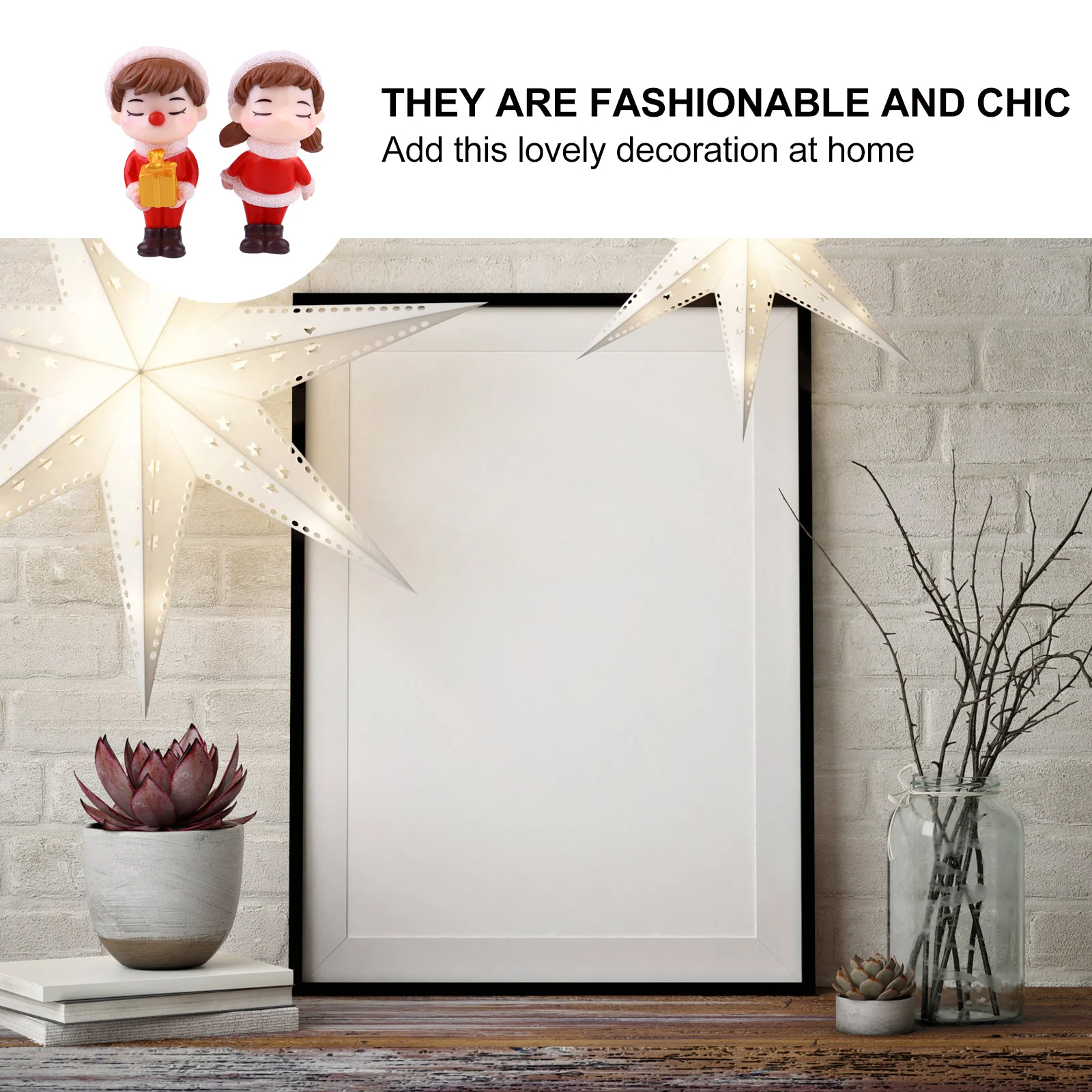 

4Pcs Resin Couple Micro Landscape Ornament Christmas Style Mini Decor for Fairy Garden Home Office Desktop Adorable Resin Decor