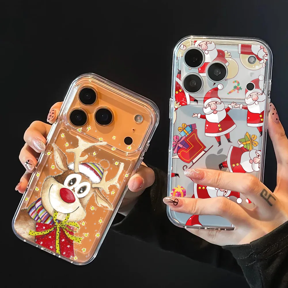 عيد الميلاد سانتا كلوز حافظة آيفون 17 16 برو ماكس 17 الهواء 16e 15 14 12 13 11 برو ماكس X 16 زائد 13 غلاف هاتف صغير جميل
