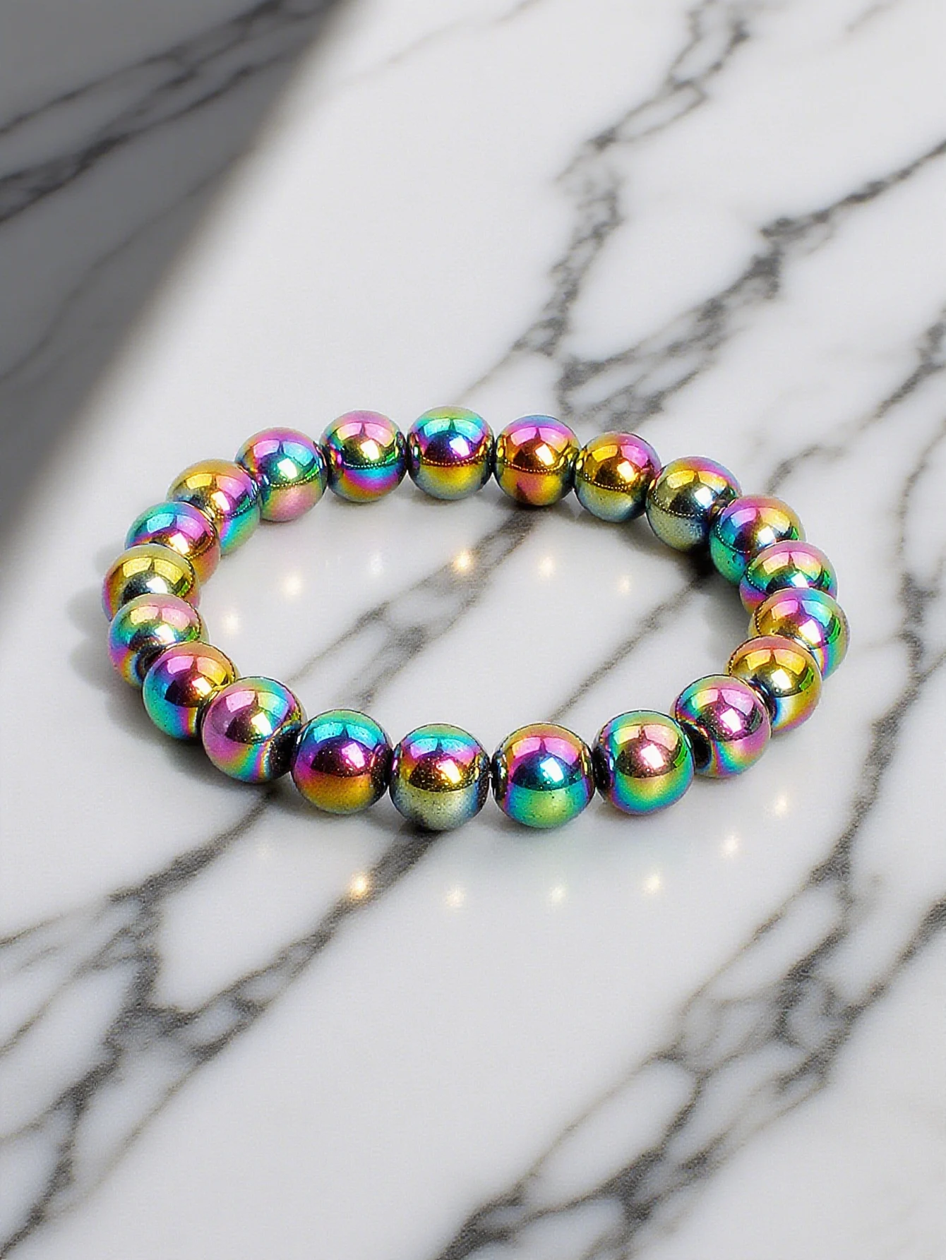 

Colorful Hematite Beads Bracelet Balancing Energy Grounding & Emotional Stability Protection Stone For Strength & Focus Jewelry