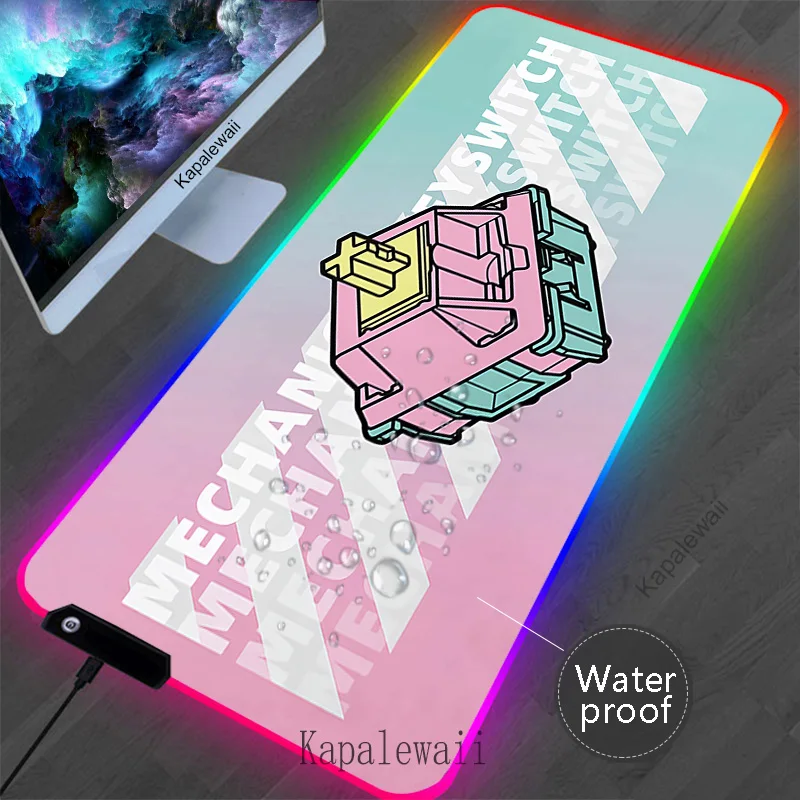 RGB Switch Colorful Mouse Pad Computer XXL Gaming Mousepad Game Mouse Mat Gamer Accessories Keyboard Pads Waterproof Desk Mat