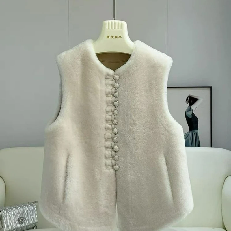 

Women Autumn Winter Gilet Fashion Solid Color Sleeveless Faux Fur Vest Open Front Jackets Vest Outwear Fashion High Street TS347