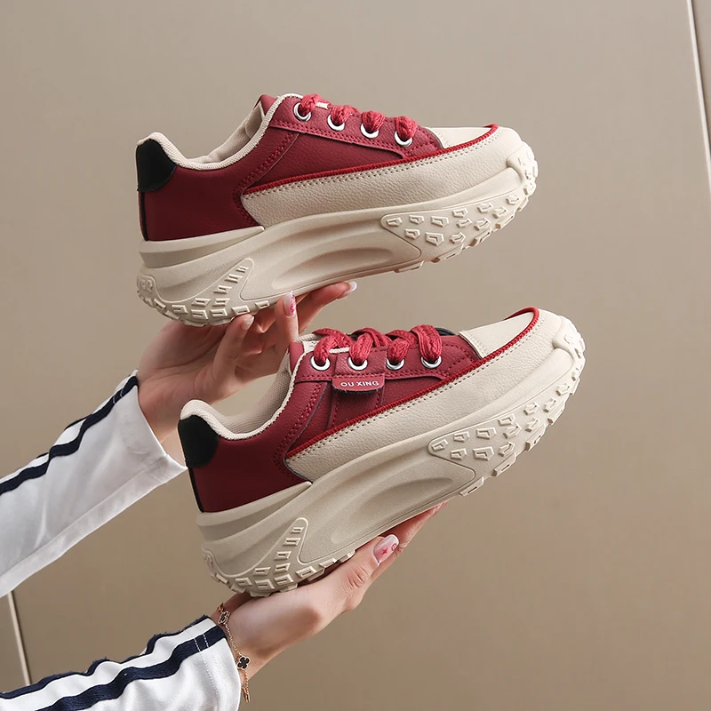 

Women's Fashion Casual Shoes, Thick Sole Height Increase, Comfortable Design, Breathable Material, Daily Wear Preferred