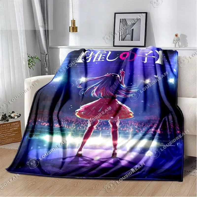 Oshi No Ko Anime Throw Blanket Kawaii Girl Aquamarine Hoshino Soft Flannel Thin Blankets for Bed Sofa Cover Bedspread Home Decor