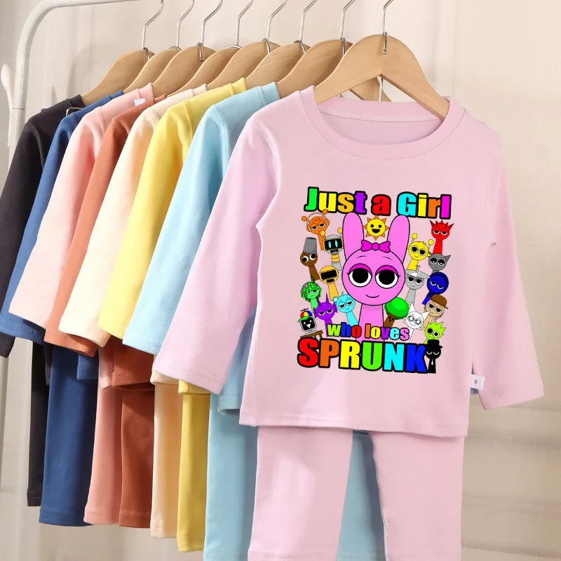 Sprunki Kids Cartoon Pajamas Winter Warm Casual Home Wear Boy Girl Anime Cute Loungewear Children Fashion Pajama Set Gifts 2025