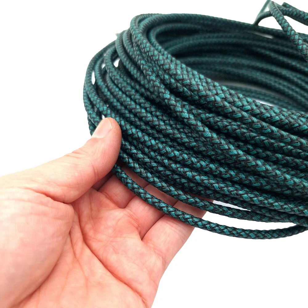 Aaazee 3 Yards 5mm Diameter Braided Leather Bolos Cord Strap Bracelet Making Jewelry Cord