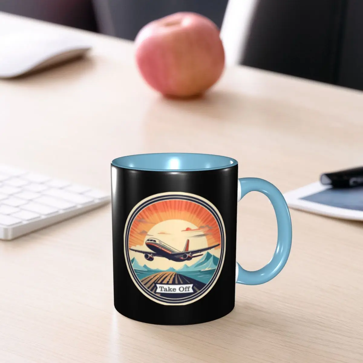 Vintage Airplane Taking Off Mug Funny Ceramic Coffee Cups Tea Mugs Milk Cup Drinkware Gift for Friends