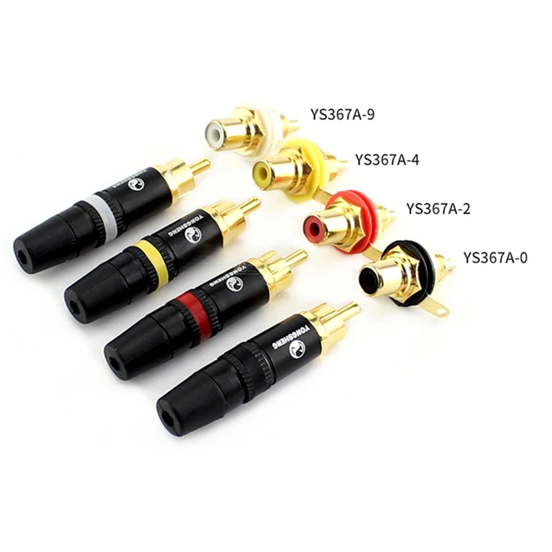 YS367A-9-6-2-4-0 Goldplated 24k Lotus Female RCA Female Socket Audio/Video AV DVD Mounting Panel Audio Jack Plug Connector