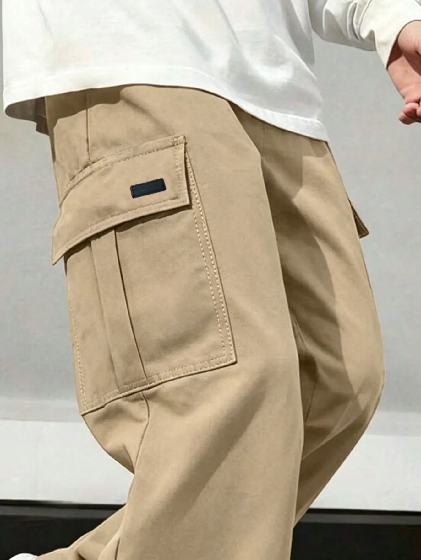 Herren Casual Gerade Geschnittene Arbeitshosen Modisch Bequem Gewebter Stoff Frühling Herbst Tägliche Kleidung – Detail 3
