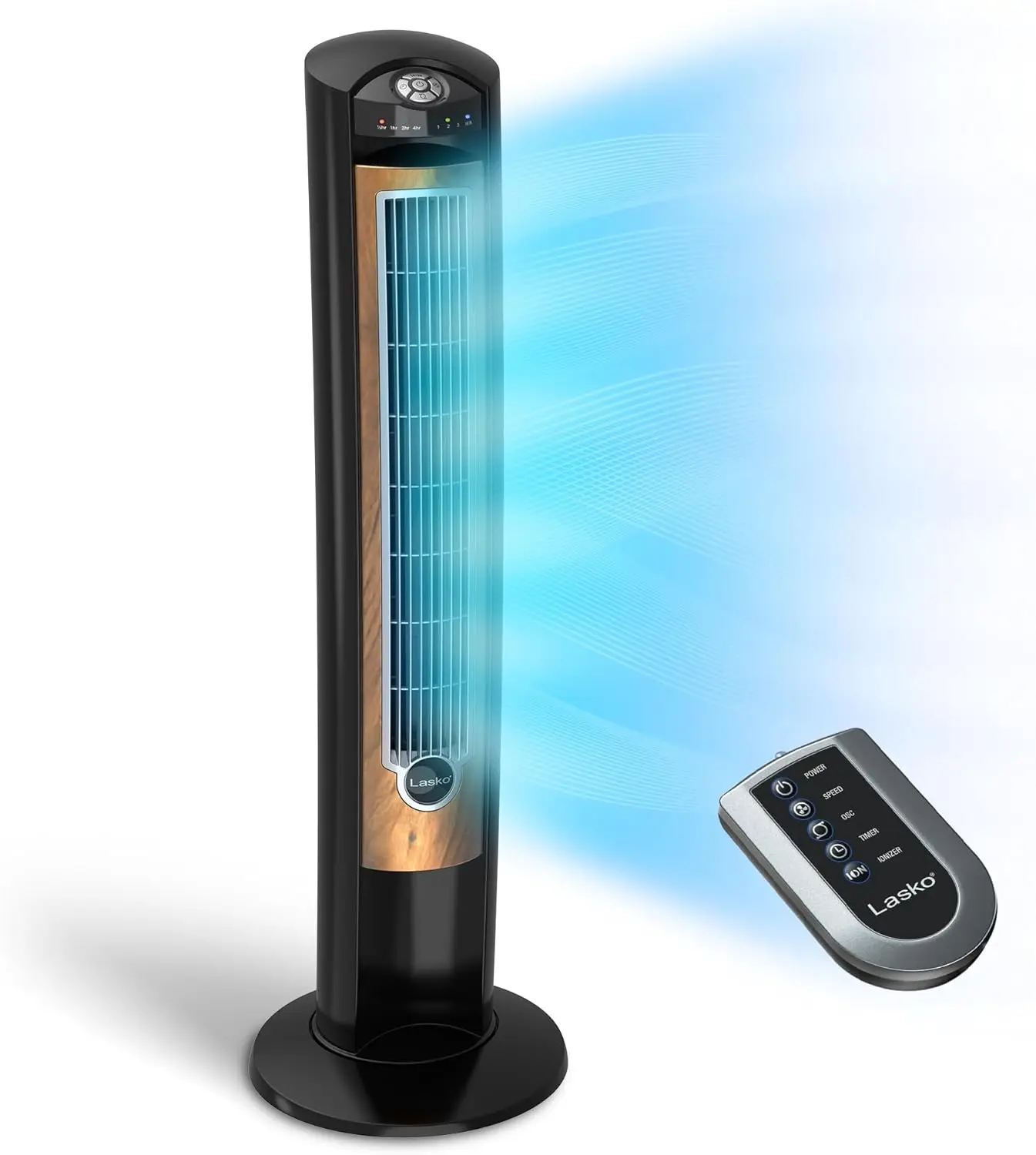 Lasko Oscillating Tower Fan, Remote Control, Ionizer, 3 Speeds, Timer, for Bedroom, Office, Kitchen 42