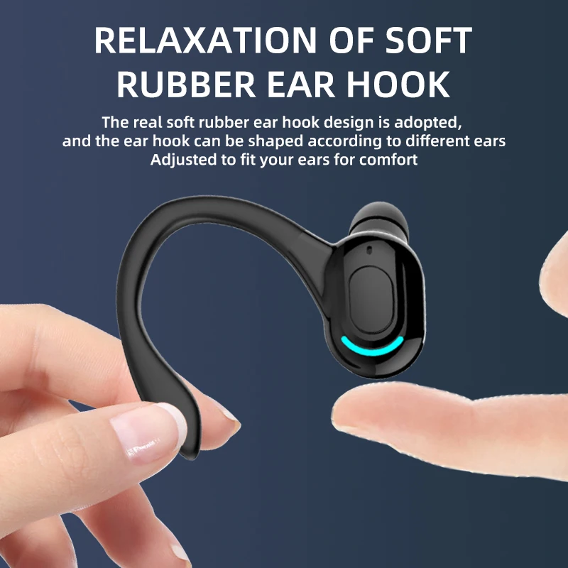 Bluetooth 5.2 Earphone Waterproof Wireless Headphones with Mic Mini Ear Hooks HiFi Stereo Music Earbuds for Phone