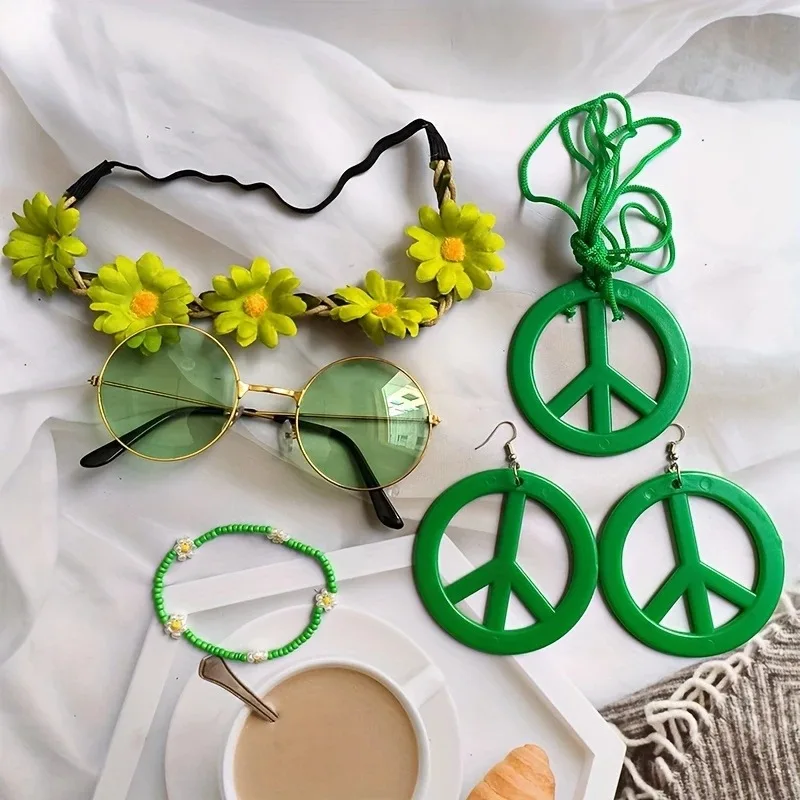Halloween Hippie Cosplay Set – Friedenssymbol Kostüm