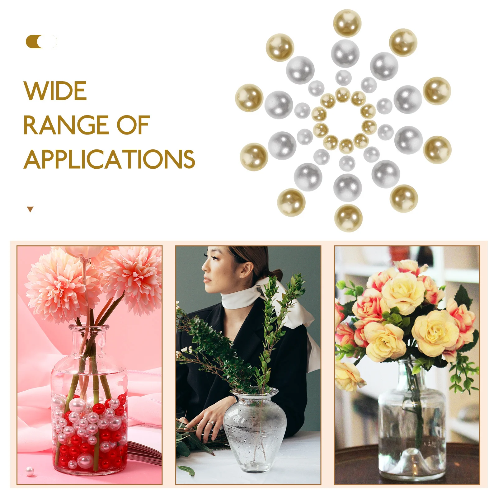 

300pcs Pearl Decorations No Hole Faux Pearls For Vase Filler Craft Wedding Centerpiece Home Table Decor Floating Beads