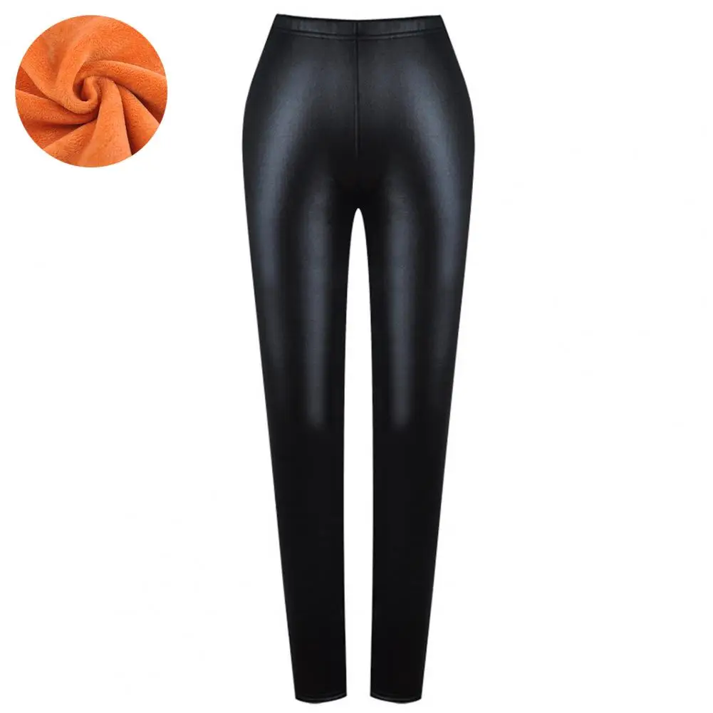 

Faux Leather Stylish Stretch Thicken Pencil Pants Trousers Winter Pencil Pants Slim Fit for Outdoor