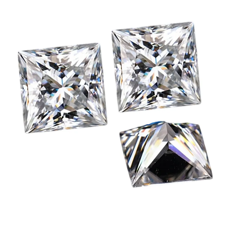

D Color Princess Cut Square Moissanite Loose Stone VVS1 Lab Grown for Ring Earring Pendant Jewelry Inlay and Custom Making