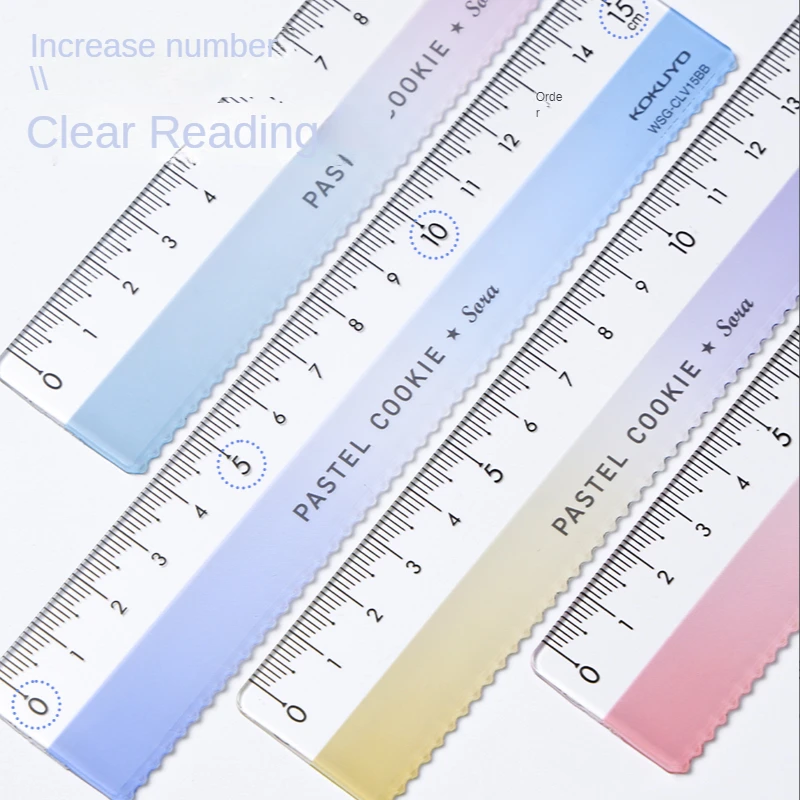 1pc Japan Kokuyo Straight Ruler Pastel Cookie Series Transparent Acrylic Wavy Line Ruler 15cm